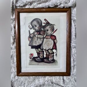 Vintage Hummel Red & Cream Children Illustration Print